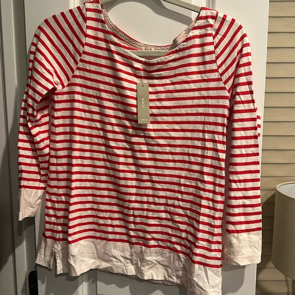 Jcrew Red/White Striped Shirt